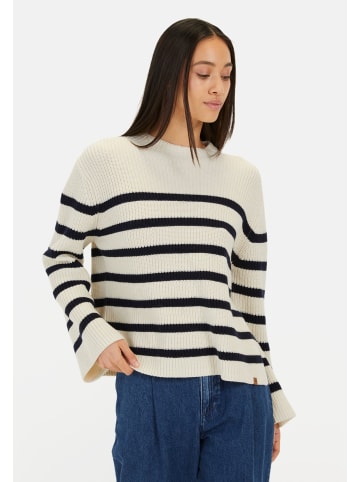 Camel Active Strickpullover aus einem Baumwoll-Mix in Weiß-Blau