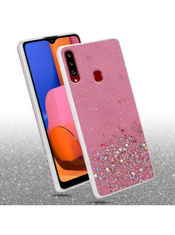 cadorabo Hülle für Samsung Galaxy A20s Glitter in Rosa mit Glitter