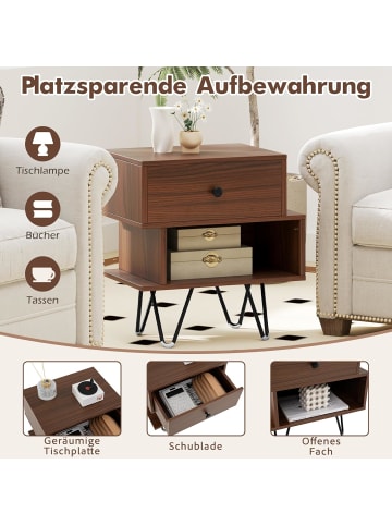 COSTWAY Nachttisch 2er Set in Braun