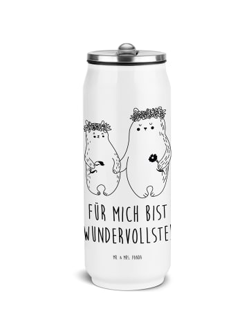 Mr. & Mrs. Panda Thermosbecher Bären mit Blumenkranz mit Spruch in Weiß
