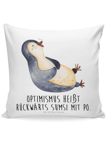 Mr. & Mrs. Panda Kissen 40x40 Pinguin Lachen mit Spruch in Weiß
