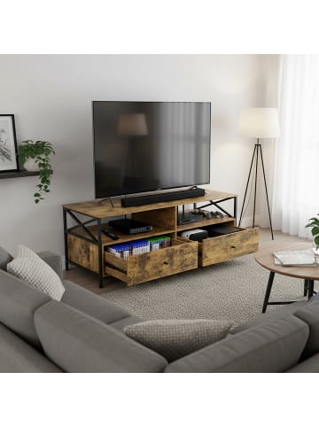 relaxdays TV-Lowboard in Braun/ Schwarz - (B)120 x (H)50 x (T)40 cm