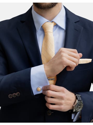 Massi Morino  Krawatten-Set in Champagner Quadrat