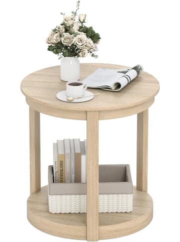 COSTWAY Couchtisch rund in Khaki