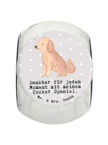 Mr. & Mrs. Panda Leckerli Glas Cocker Spaniel Moment mit Spruch in Grau Pastell