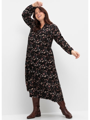 sheego Maxikleid in schwarz bedruckt