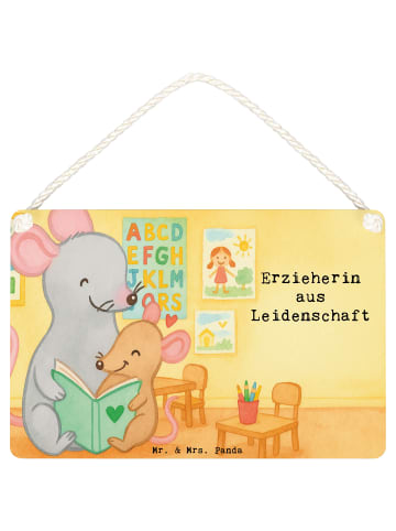 Mr. & Mrs. Panda Schild Erzieherin Leidenschaft Design mit Spruch in Weiß