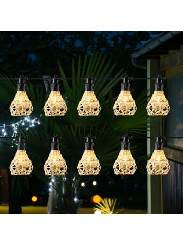 MARELIDA LED Party Deko Lichterkette Korboptik Boho Stil für Außen L: 4,5m in creme