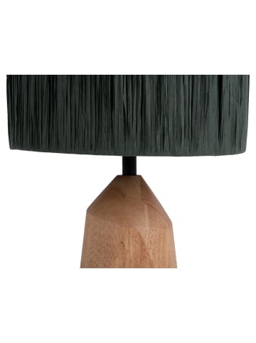 Leitmotiv Tischlampe TRAPEZE mit Holzfuß in Braun, Ø 25 cm