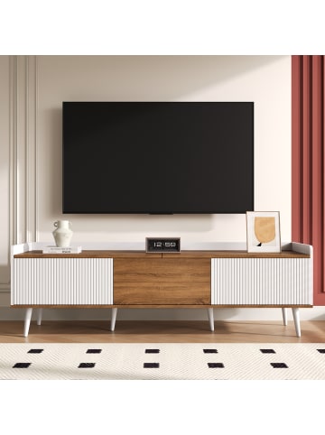 ABRIHOME TV Schrank 160 cm Dreitüriger Unterschrank Weiß
