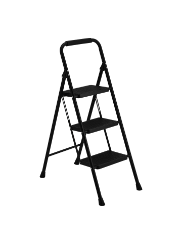 Home Nature Wohnkonzept Trittleiter 3-stufig klappbar in Schwarz 39.5x69x105.7 cm