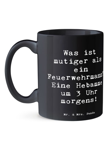 Mr. & Mrs. Panda Becher Spruch Mutige Hebamme mit Spruch in Schwarz
