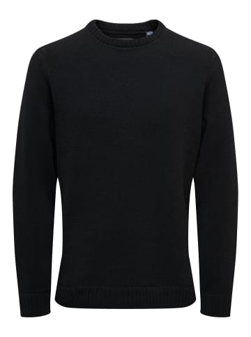 Only&Sons Weicher Strick Pullover Rundhals Sweater Grobstrick in Schwarz-2