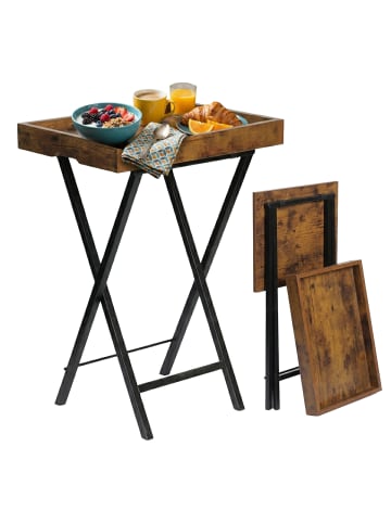 relaxdays Beistelltisch "Industrial" in Braun/ Schwarz – (B)48 x (H)70 x (T)36 cm