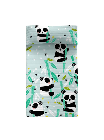 Happy Friday Panda garden blue Tagesdecke