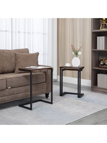 HOMCOM Beistelltisch-Set-45L x 30B x 60H cm-Rustikal-Braun