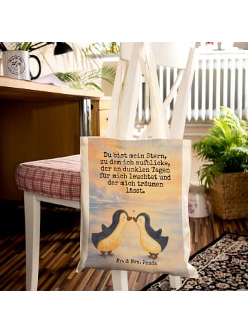 Mr. & Mrs. Panda Tragetasche Pinguin Liebe Design mit Spruch in Weiß