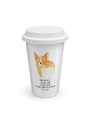 Mr. & Mrs. Panda To Go Becher Corgi Po mit Spruch in Weiß