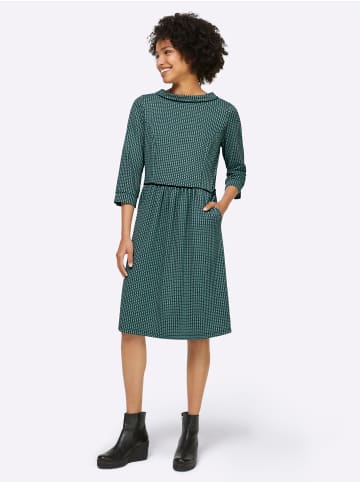 Heine Jerseykleid in schwarz-ozean-gemustert