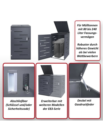 MCW XL 1er-/2er-Mülltonnenverkleidung E83, Anthrazit, Stahl 39kg