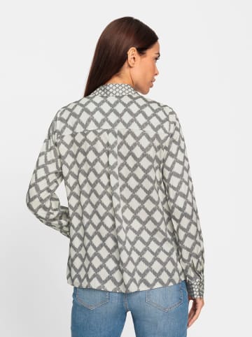 Heine Druck-Bluse in grau-champagner-bedruckt