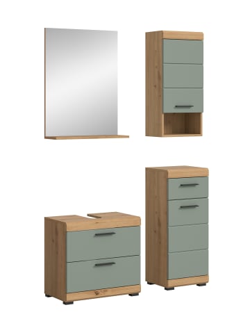 xonox.home Badkombination in Artisan Eiche/Salbei - (B) 112 x (H) 191 x (T) 37