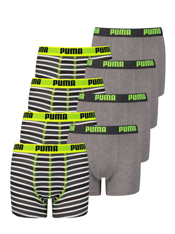 Puma Boxershorts JUNGEN BASIC BOXER Printed Stripes 8er Pack in Fluo Yellow / Grey