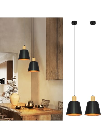 ZMH 2er-Set Pendelleuchte 1-flammige E27 in Schwarz Vatform B 20cm