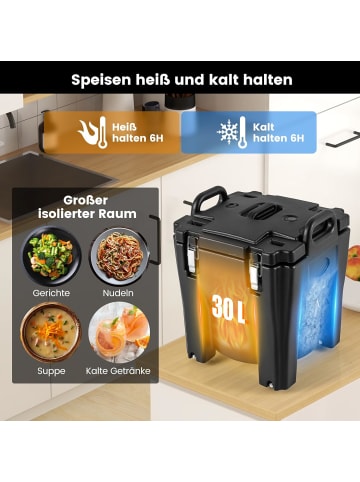 COSTWAY 30L Kühlbox Isolierbox mit Rollen in Schwarz