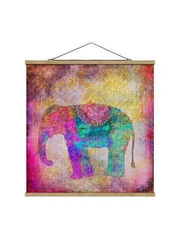 WALLART Stoffbild - Bunte Collage - Indischer Elefant in Bunt