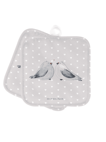 Mr. & Mrs. Panda Topflappen Turteltauben Liebe ohne Spruch in Grau Pastell