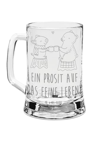 Mr. & Mrs. Panda Gravur Bierkrug Glühschwein Sause mit Spruch in Transparent
