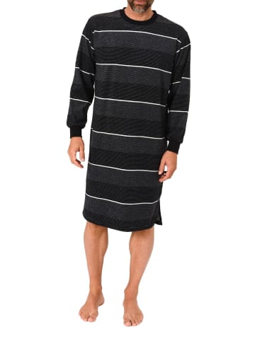 NORMANN Frottee Nachthemd langarm Bündchen - 86937 in schwarz