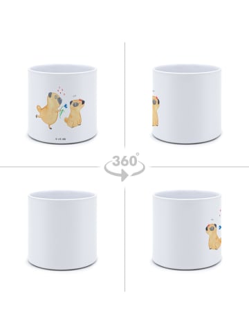 Mr. & Mrs. Panda Pflanzenkübel groß Mops Verliebt ohne Spruch in Weiß