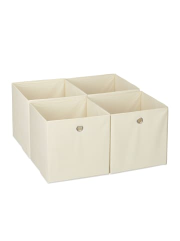 relaxdays 4 x Aufbewahrungsbox in Beige - (B)30 x (H)30 x (T)30 cm