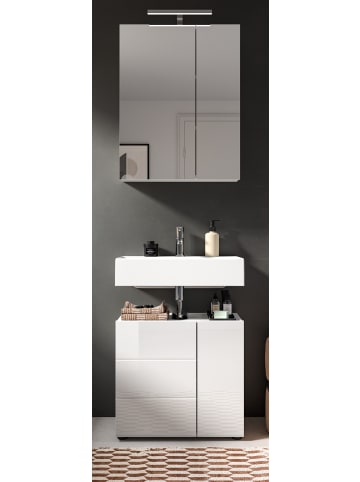 Inn.Furn Badmöbel-Set 2-teilig weiß Hochglanz, Badkombination 60 x 190 cm