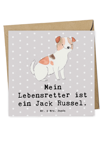 Mr. & Mrs. Panda Grußkarte Jack Russel Terrier Lebensretter mit ... in Grau Pastell