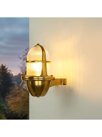 Licht-Erlebnisse Außen Wandlampe (B)11.5 x (H)18 cm in Messing