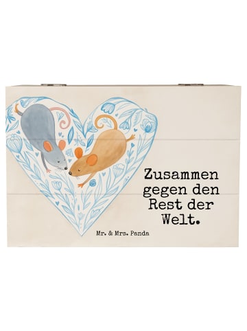 Mr. & Mrs. Panda Truhe Hochzeit Mäuse Herz Design mit Spruch in Weiß