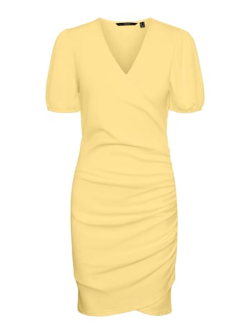 Vero Moda Blusen Midi Kurzarm Tunika Kleid Gerippt VMELISA in Gelb