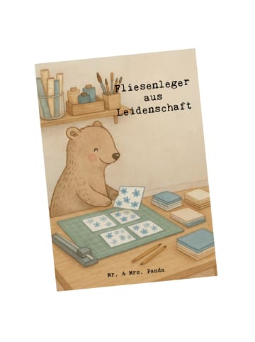Mr. & Mrs. Panda Postkarte Fliesenleger Leidenschaft Design mit ... in Weiß