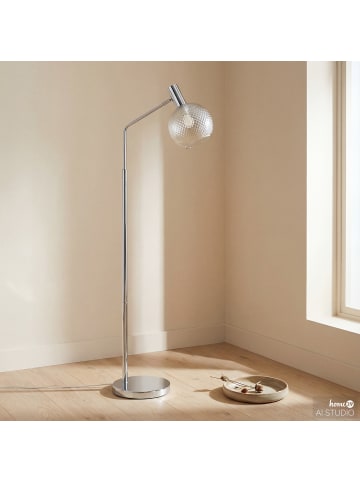 home24 home24 Stehleuchte aus Glas und Metall in Silber - 38 x 25 x 150 cm in Chrom