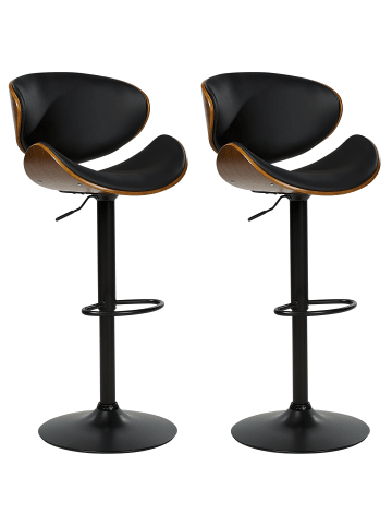 Beliani Drehhocker ROTTERDAM II in Schwarz/Braun - (W) 52 x (H) 93 x (L) 45 cm