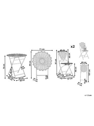 Beliani 3-tlg Bistro Set PAVIA in Blau