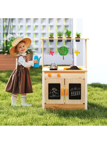 COSTWAY Matschküche Kinder Outdoor in Hellbraun