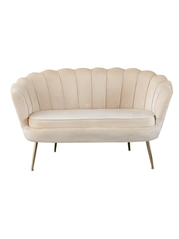 SalesFever Muschelsofa 2-Sitzer elegant Beine Chrom goldfarben und Samtbezug in Beige