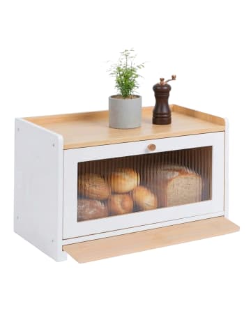 relaxdays Brotkasten in Weiß - (B)40 x (H)26 x (T)25 cm
