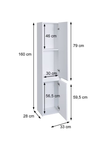 MCW Hängeschrank L86 2 Türen 3 Fächer, Marmor-Optik weiß