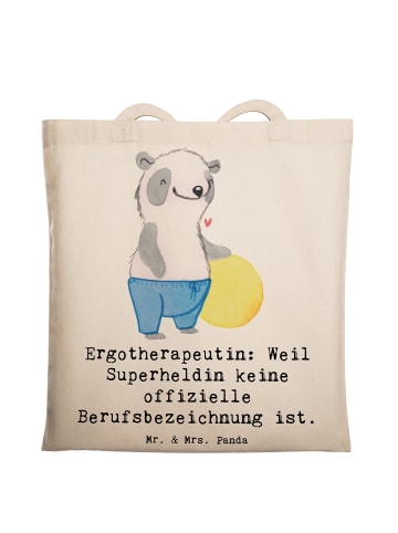 Mr. & Mrs. Panda Uni Tasche Ergotherapeutin Superheldin mit Spruch in Creme