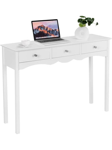 COSTWAY Konsolentisch mit 3 Schubladen in Weiß